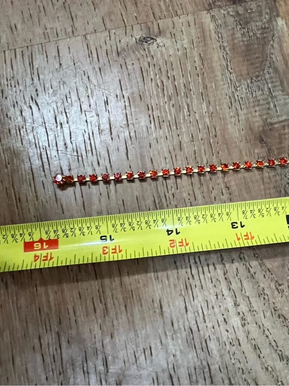 Orange rhinestone tennis necklace gold tone vintage sparkly